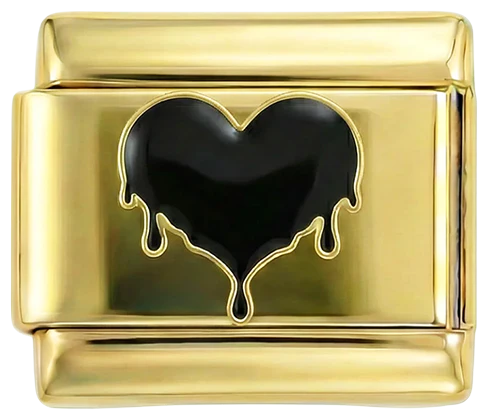 Black Melted Heart on Gold