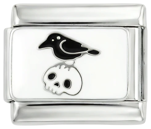 Crow on Skull on Silver
