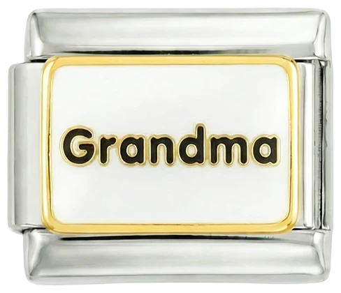 Grandma White Enamel Silver Charm