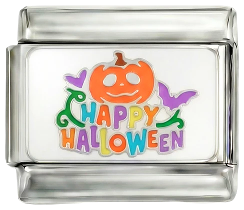 Happy Halloween with Pumpkin on Silver