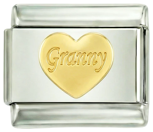 Heart, Love Granny in Gold, on Silver