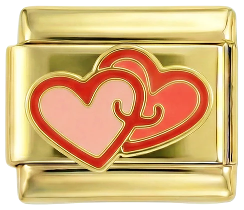 Hugging Pink Hearts on Gold
