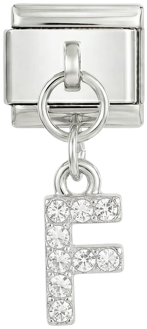 Letter F with stones, Hanging, on Silver - Image 2