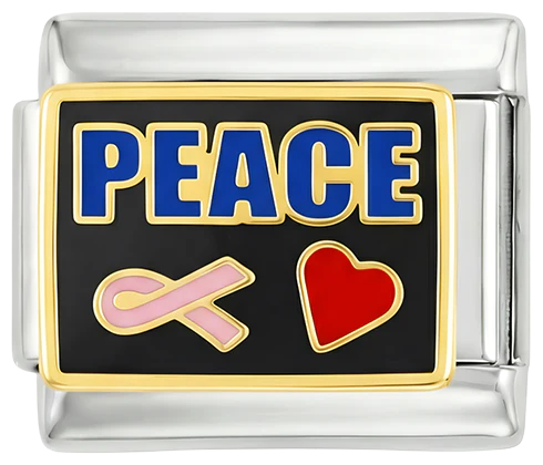 Peace Ribbon Heart, On Silver Charm - Image 2